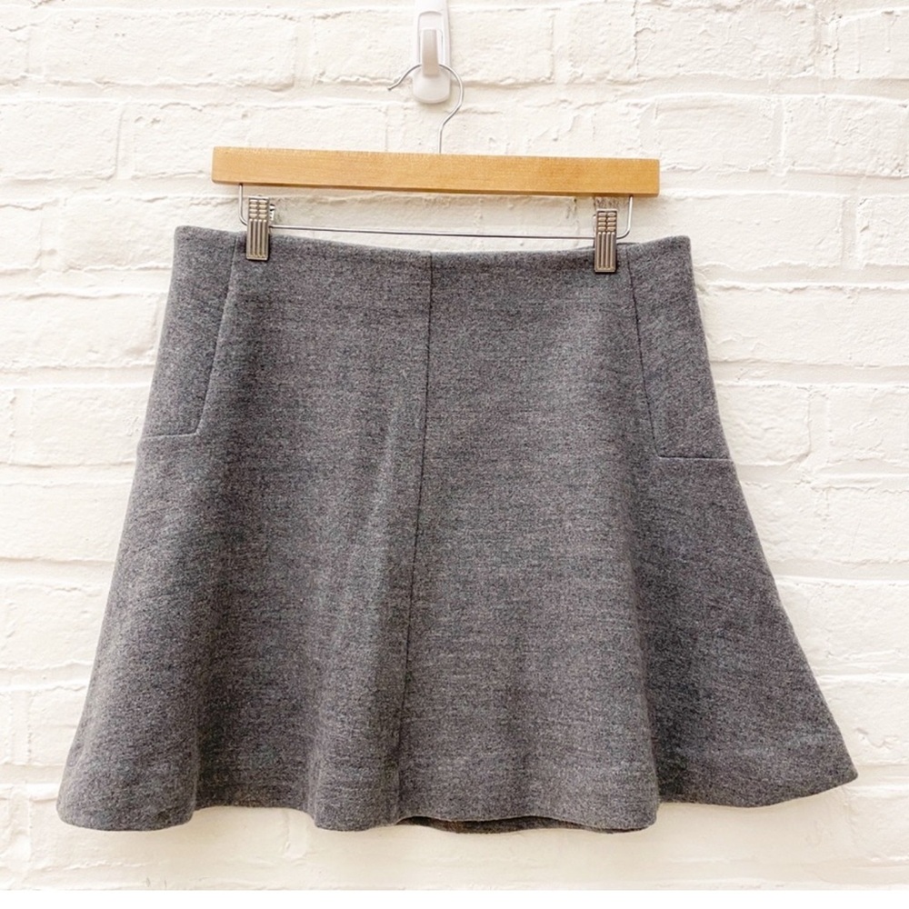 COS || Wool Fluted A-Line Mini Skirt Gray Medium